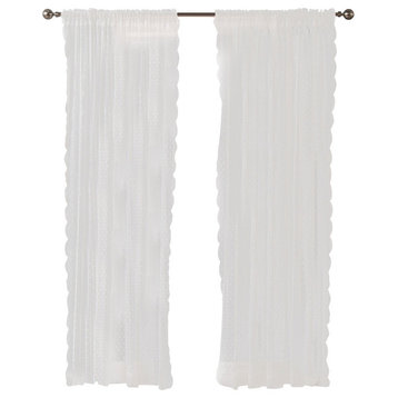 Jacquard Sheer Lace Dotted Curtain Pair
