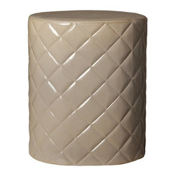 Grey Ceramic Quilted Garden Stool - Accent And Garden Stools