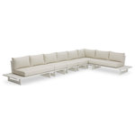 Meridian Furniture - Maldives Cream Water Resistant Fabric Outdoor Patio Modular Sectional - Create your own custom contemporary look on the deck or porch with the addition of this Maldives outdoor patio armless chair. Part of a large collection that lets you mix and match modular pieces to get the look you crave most. This modular sectional has cream water resistant fabric with a base made from white aluminum, so it's sturdy, tough, and ready to face the elements with impeccable beauty, season in and season out. Shop the contemporary pieces in this collection to create the outdoor entertaining area of your dreams.