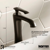 Karran 1-Hole 1-Handle Vessel Faucet With Pop-Up Drain, Matte Black
