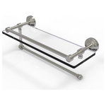 Allied Brass - Waverly Place Paper Towel Holder with 16" Gallery Glass Shelf, Satin Nickel - Maximize space and efficiency with this beautiful glass shelf and paper towel holder combination. Gallery rail will keep your items secure while the integrated paper towel holder provides a creative space for your roll. Made of solid brass and tempered