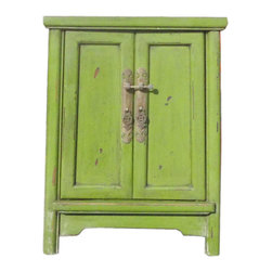 Chinese Light Grass Green Minor A Shape End Table Nightstand cs1239 - Side Tables And End Tables