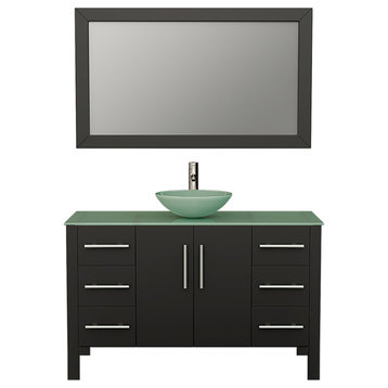 Shelby 48" Espresso Solid Wood Single Vanity, Brushed Nickel Faucet