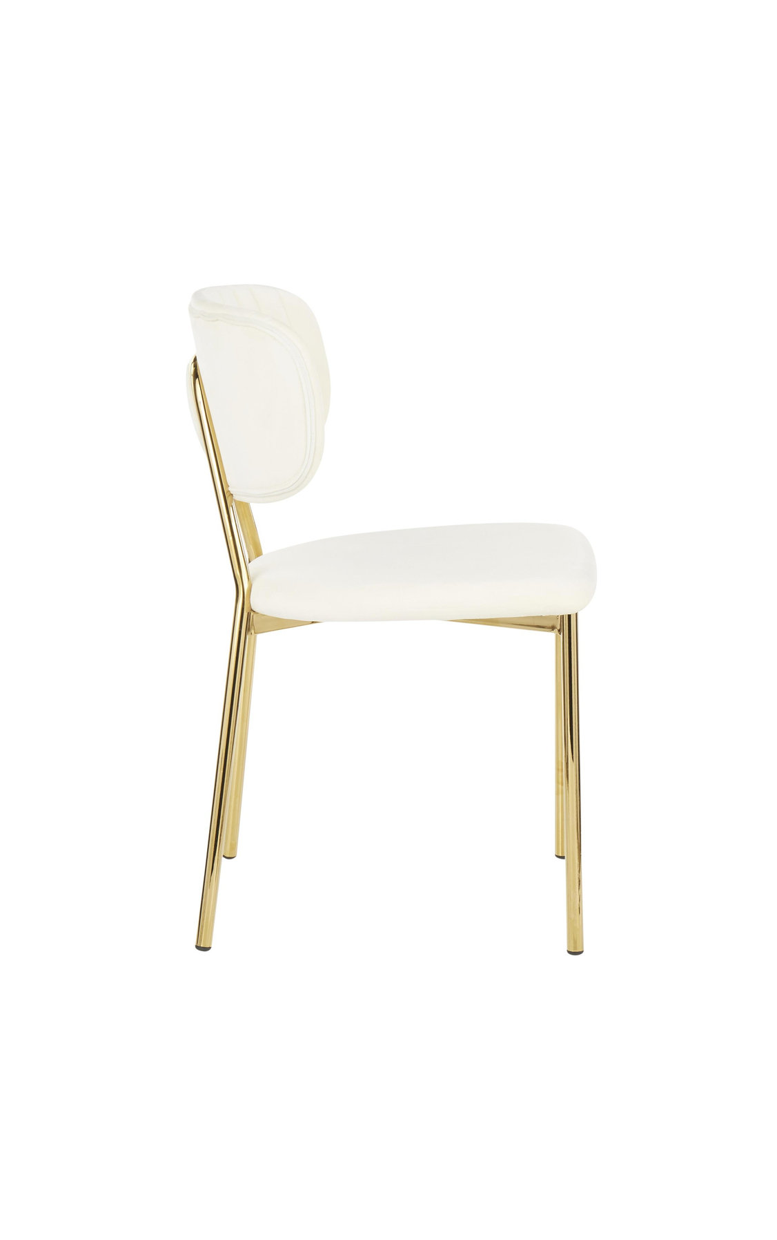 Bouton Contemporary/Glam Chair in Gold Metal and Cream Velvet, Set of 2