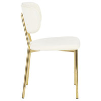 Bouton Contemporary/Glam Chair in Gold Metal and Cream Velvet, Set of 2