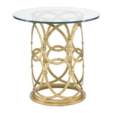 24 Inch Round Side End Tables Houzz Antonia Hollywood Regency Round Gold Metal Side End Table Tables And