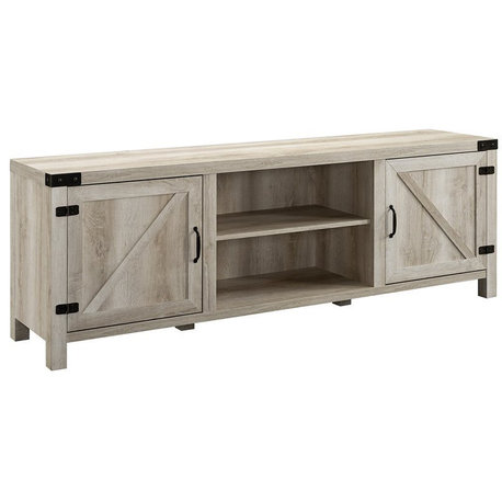 Walker Edison 70" Modern Farmhouse Wood TV Stand in White Oak