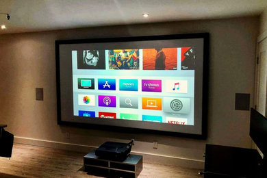 Inspiration for a contemporary home theater remodel in New York