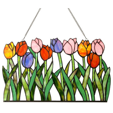 Tulipa Tiffany-Glass Tulips Window Panel