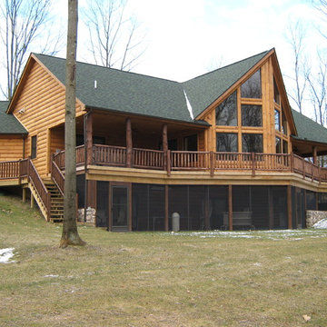 Exterior Log Siding with Stain colors