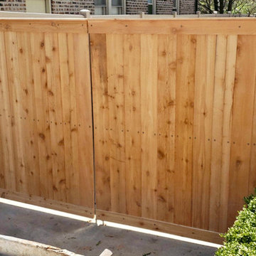 Wooden Double Drive Gate on Iron Posts