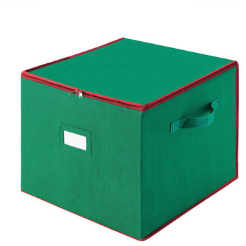 Ornament Storage Box Zippered Lid Organizer 75 Individual Compartments, Divider