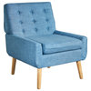 GDF Studio Eonna Mid-Century Modern Button Tufted Fabric Chair, Muted Blue