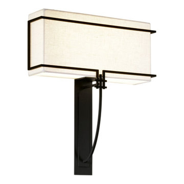 Ilex ATH-WM-WS-MB-LED Athens Sconce Light. LED. White Fabric Shade Diffuser. Mat