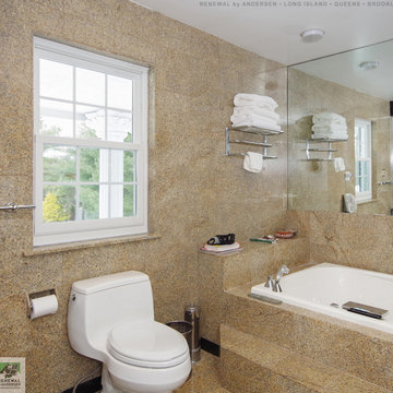 Sharp Bathroom with New White Window - Renewal by Andersen Long Island