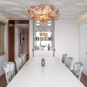 Battery Park Residence - Dining Room with Wet Bar Open & Accent Lighting