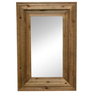 Wood Frame 24x36" Wall Mirror, Brown