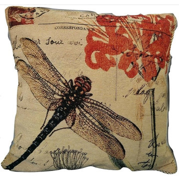 Contemporary Dragonfly Cushion Throw Pillow Cover 18"x18", 1-Piece