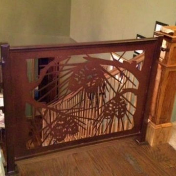 Custom Balcony & Stair Railing Panels with Pine Cones