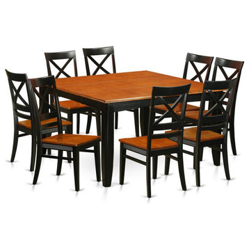 East West Furniture Parfait 9-piece Wood Dining Set in Black/Cherry