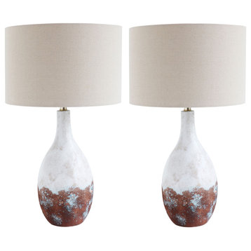 2-Tone Ceramic Table Lamp With Linen Shade