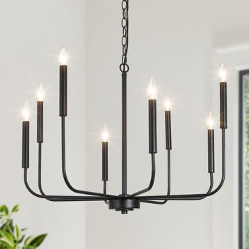 LNC Forest 8-Light Modern Candle-Style Distressed Rusty Bronze Chandelier 36"H