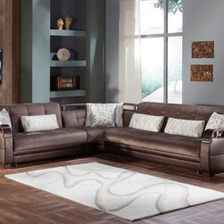 Natural Sectional Sofa in Prestige Brown by Istikbal - Sectional Sofas