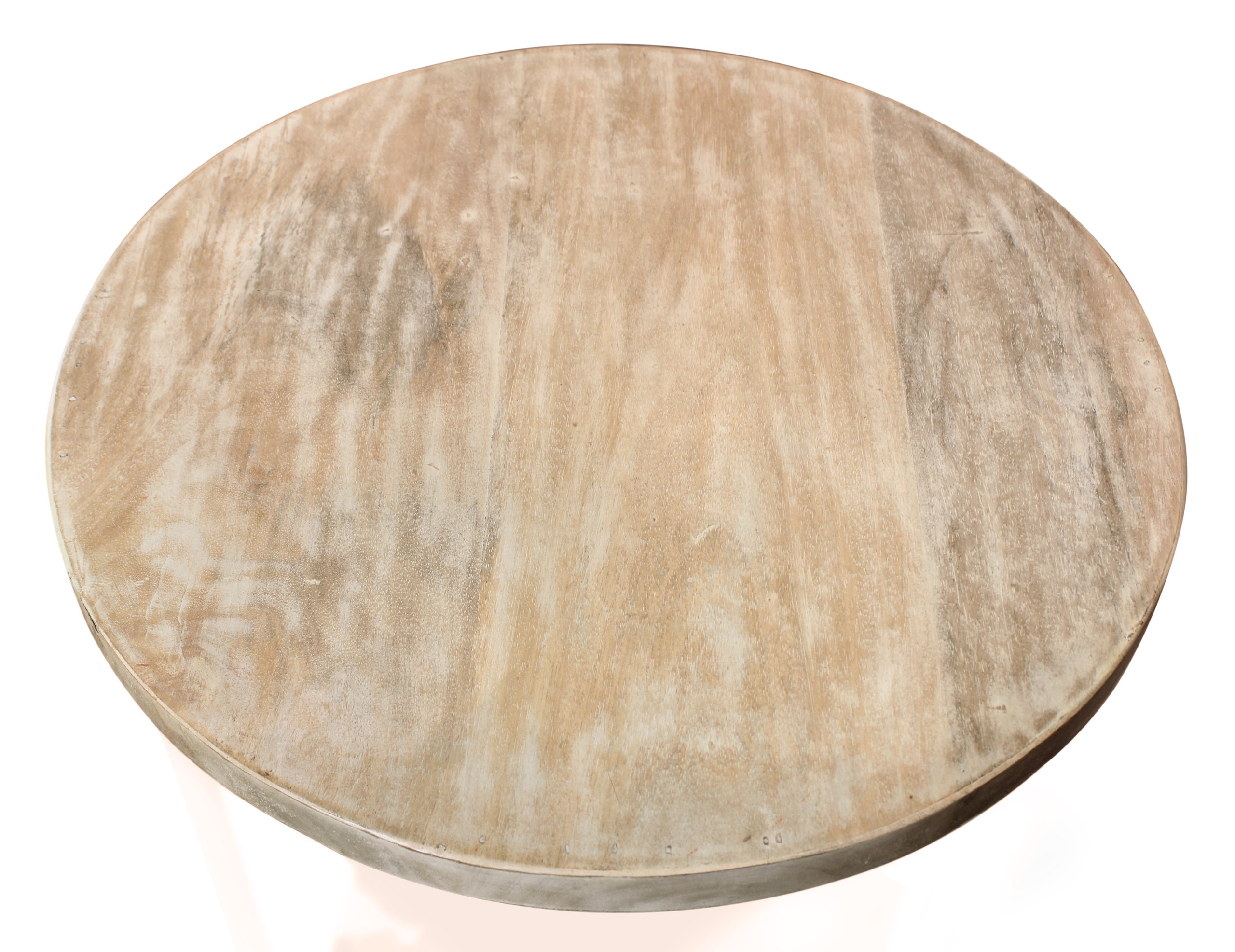 Jenna Coastal Round End Table With Shelves, Natural Solid Wood ...