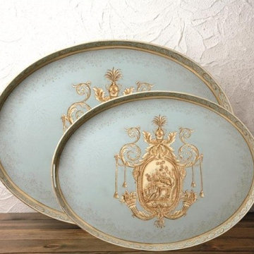 Oval Blue Toile.