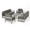 5-Piece Crested Bay Outdoor Aluminum Sofa Set With Khaki Cushions
