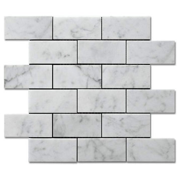 Bianco Carrara Honed 2"x4"x3/8" Brick Mosaic (.84sf)