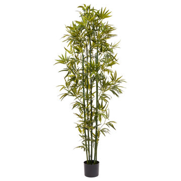 Pure Garden 6 ' Tall Artificial Bamboo Plant, Green Trunk