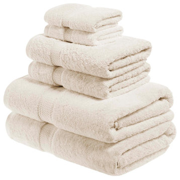 6 Piece Egyptian Cotton Quick Drying Towel Set, Cream