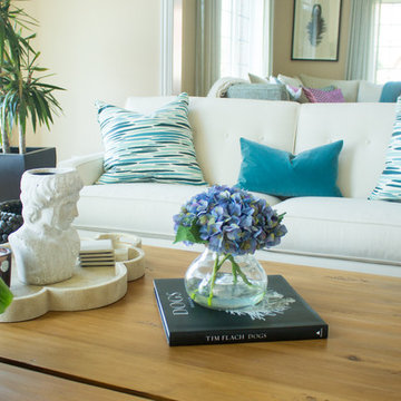 Coffee Table with Nearly Natural Blooming Hydrangea