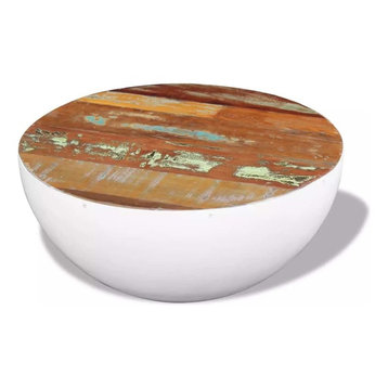 vidaXL Solid Reclaimed Wood Bowl Shaped Coffee Table, 60x60x30 cm
