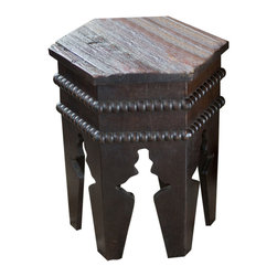 Vagabond Vintage - Antique Wood Moroccan Table - Side Tables And End Tables