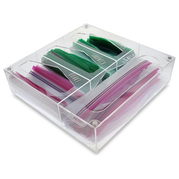 OnDisplay Luxe Acrylic Kitchen Drawer Zip Food Storage Bag Organizer, Food Bag, Clear