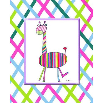 Groovy Giraffe, Ready To Hang Canvas Kid's Wall Decor, 8 X 10