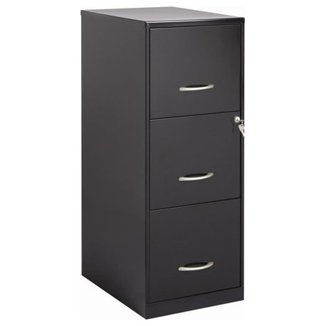Bowery Hill Modern 3-Drawers Vertical Black Metal Filing Cabinet Pre-assembled