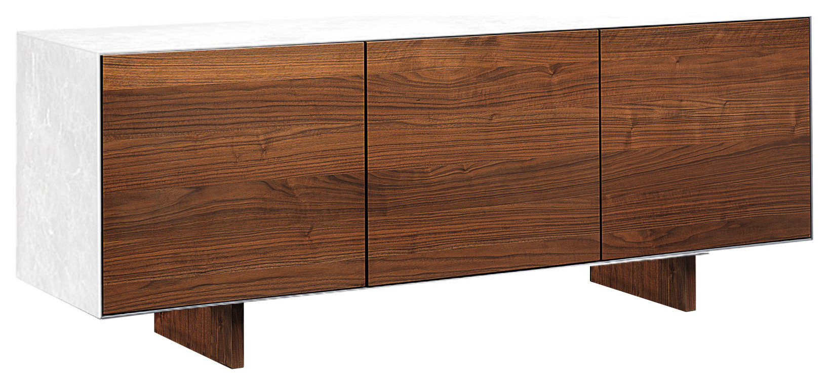 Thin Sideboard White Body Walnut Doors Transitional Buffets And