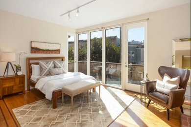 Large modern master bedroom in Manchester.