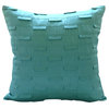 Pintucks 18"x18" Art Silk Aqua Blue Cushion Covers, Blue Ocean