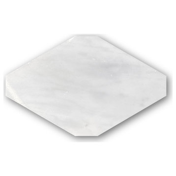 4"x8" Carrara White Marble Rhomboid Long Octagon Tile Polished Carrera, Set of 9