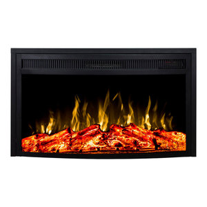 33 Inch Curved Ventless Heater Electric Fireplace Insert Multi
