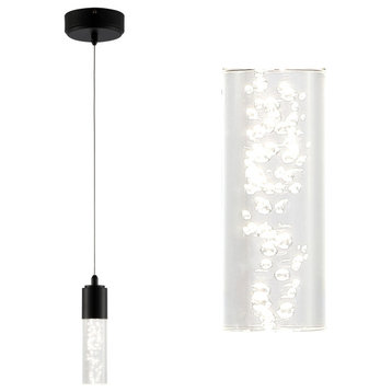 Bolha Bubble Acrylic/Iron Modern Minimalist Integrated LED Pendant, Black