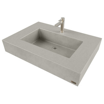 30" ADA Floating Concrete Rectangle Sink, Concrete