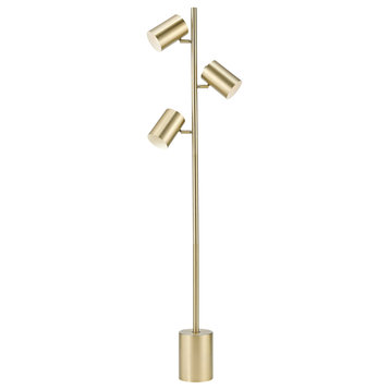 Pratt 63" 3-Light Matte Soft Gold Floor Lamp With Large Weighted Base