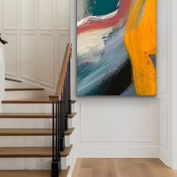 Preethi Arts - 36x48 inches yellow Red abstract Art Large Modern Painting Minimal wall art - Paintings