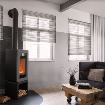 Pleated shades + blinds