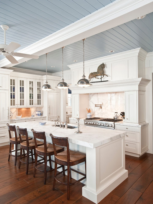 White Marble Kitchen | Houzz